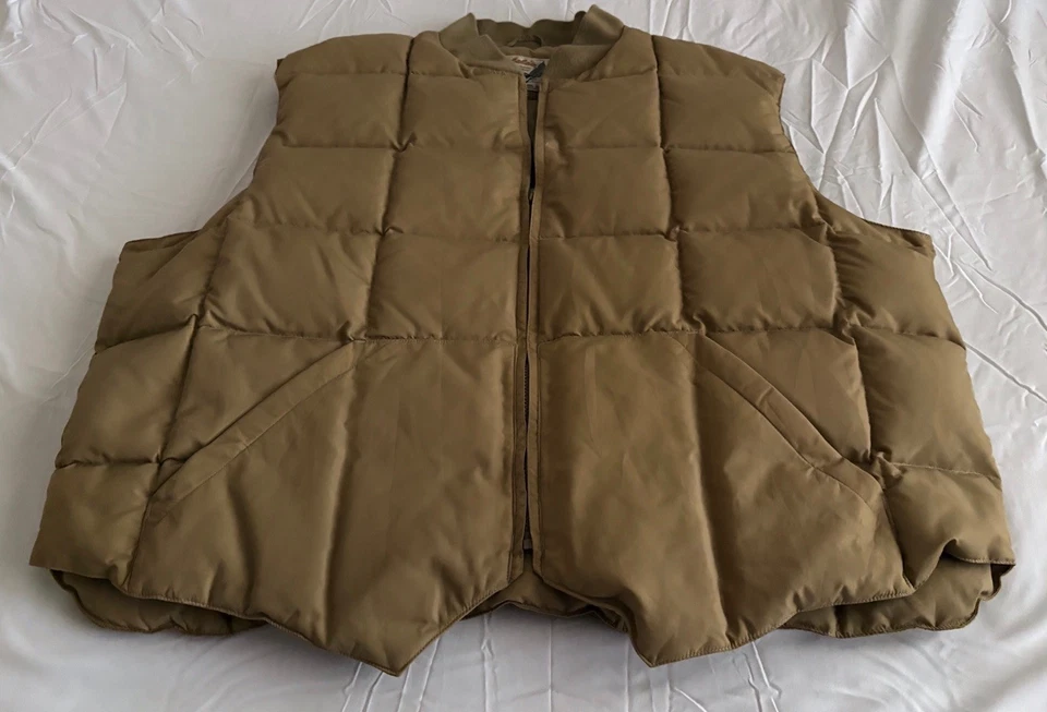Cabelas Down Puffer Vest Mens 3XL Tan Northern Goose Hunting VTG Square Quilted - Image 2 of 4
