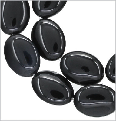 15.5'' Black Onyx Puffy Oval Beads 13x18mm #58065