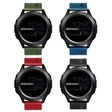 Men Women LED Sports Digital Watch Round Multifunction Teens Silicone Wristwatch