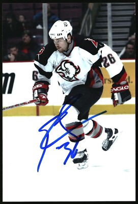 Eric Boulton Autographed 4x6 Color Photo 2004 Buffalo Sabres #26 White Jersey A
