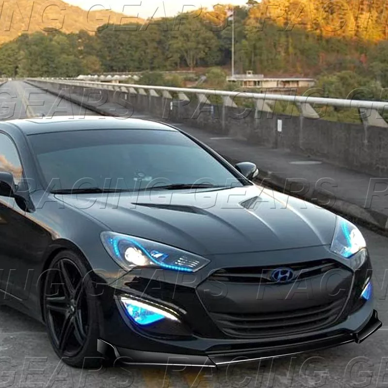 FIT 2013 2016 HYUNDAI GENESIS COUPE KS STYLE PAINTED BLACK FRONT BUMPER LIP KIT