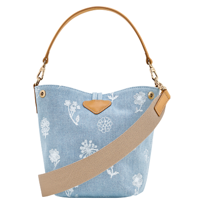 Longchamp Le Roseau XS Artichoke Denim Bucket Bag Crossbody ~NWT