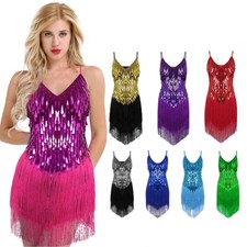 1920s Flapper Gatsby Party Charleston Fringe Sequin Women's Latin Dance Dress