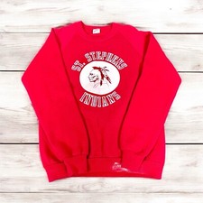 Vintage 90s Jerzees USA St Stephens Indians Crewneck Sweatshirt M Red USA Made