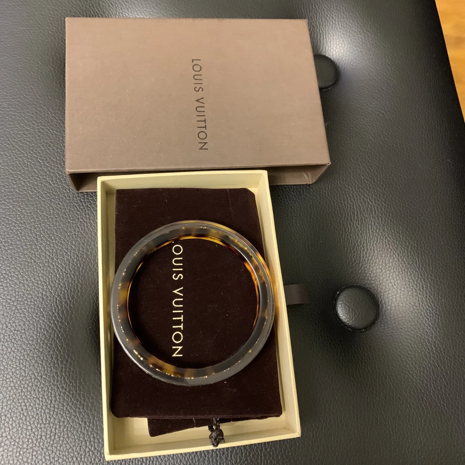 Auténtico Louis Vuittons LV Pulsera Brazalete Monograma Plástico Ámbar Accesorio Foto 3 de 4