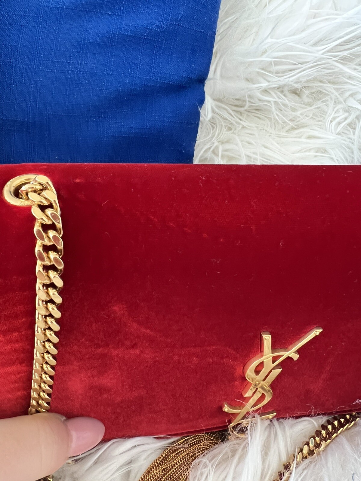 SAINT LAURENTMedium Kate Borsa a tracolla velluto rosso