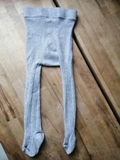 Baby Girls Grey Woolly Tights Cable Knit Pattern 9-12 Months WASHEDCLEANED VGC