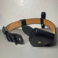 4011 Dutyman Black Full Grain Leather Size Police Belt 32 W/ Attachments
