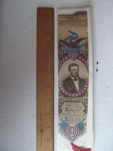 CIVIL WAR PERIOD LINCOLN MEMORIAL RIBBON, 1865