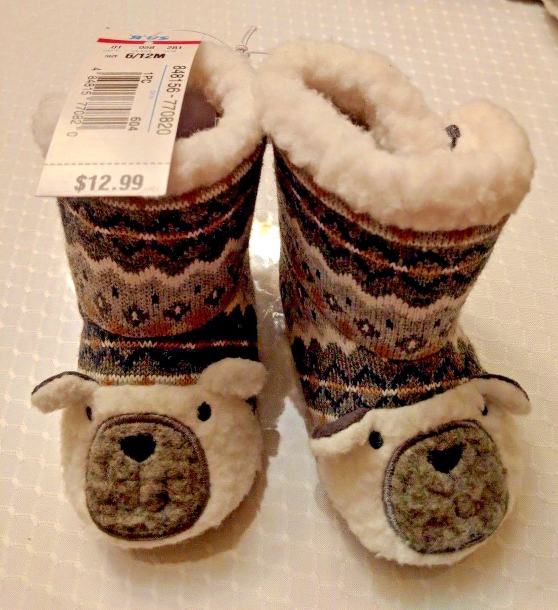 New Koala Baby Grey White Bear Winter Boots 6-12 months Baby