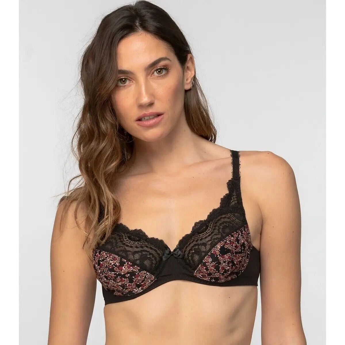 Reggiseno nero playtex flower elegance con fiori