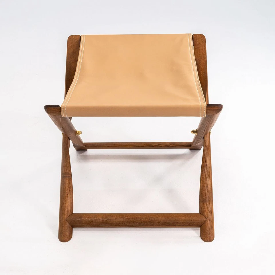 2021 Carl Hansen KK87830 Propeller Stool by Kaare Klint Leather w Smoked Oil Oak - Image 4 of 4