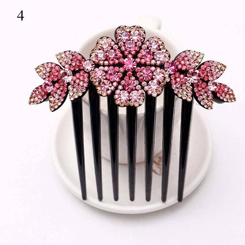Womens Rhinestone Crystal Wedding Flower Hair Comb Clip Hairpin Bridal Jewellery - Picture 16 of 40