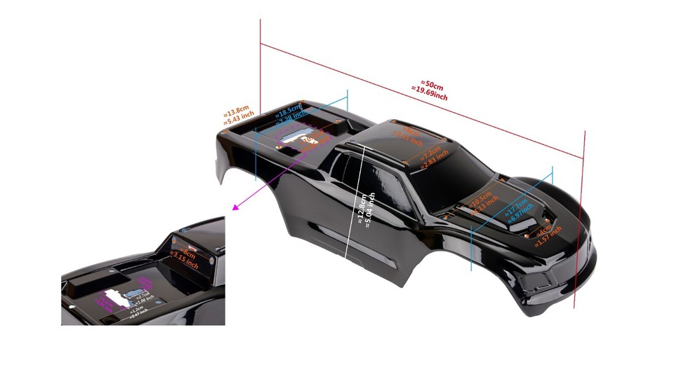 Tmax 2022 Carrozzeria Personalizzata Blù Fango Per Traxxas Maxx 1/10 V2 WideMaxx - Guscio Per Monster Truck Carrozzeria Traxxas Maxx - Foto 6