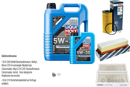 QR-Parts Motoröl-Set 5W-30 Longtime High Tech + Luft- & Ölfilter – Für BMW, VW, Mercedes U.a., 5L + 1L Öl & Filter