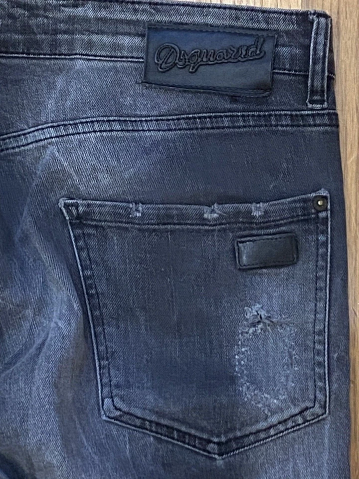 Dsquared2 Men’s Distressed Jeans Black/Gray Size W50  L34 Made In Italy - Image 3 of 4