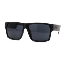 Kush Brushed Plastic Wood Grain Rectangular Gangster Plastic Sunglasses