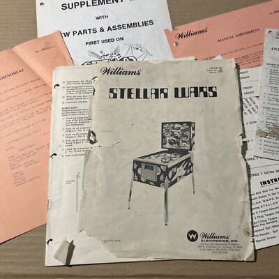 original Cover Loose Stellar Wars Williams Set Pinball arcade game Owners manual