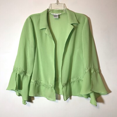 Vintage Green Sheer Y2K Bell Flare Flowy Fairy Witchy Open Cardigan Whimsigoth