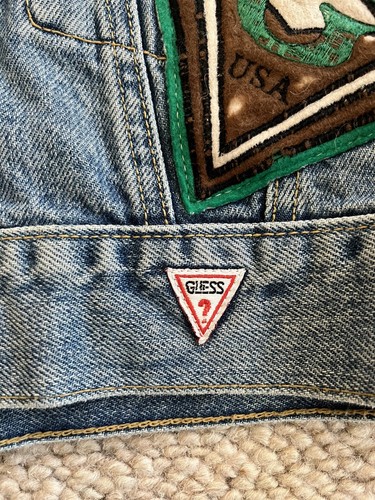 Vintage Cropped Jean Jacket w/ Patches by Georges Marciano for Guess Jeans - Picture 6 of 12
