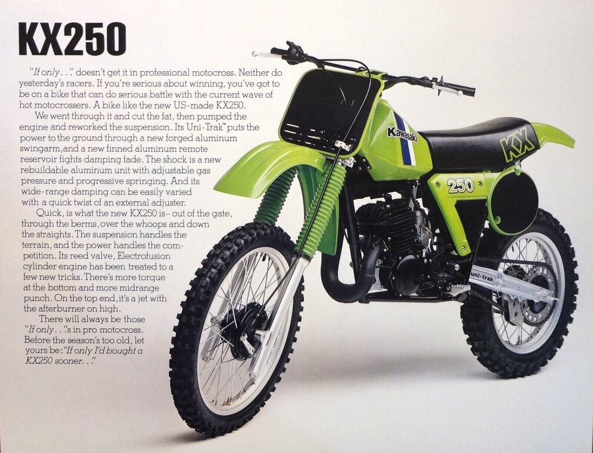1981 Kawasaki KX250 double-sided sales brochure-literature OEM KX