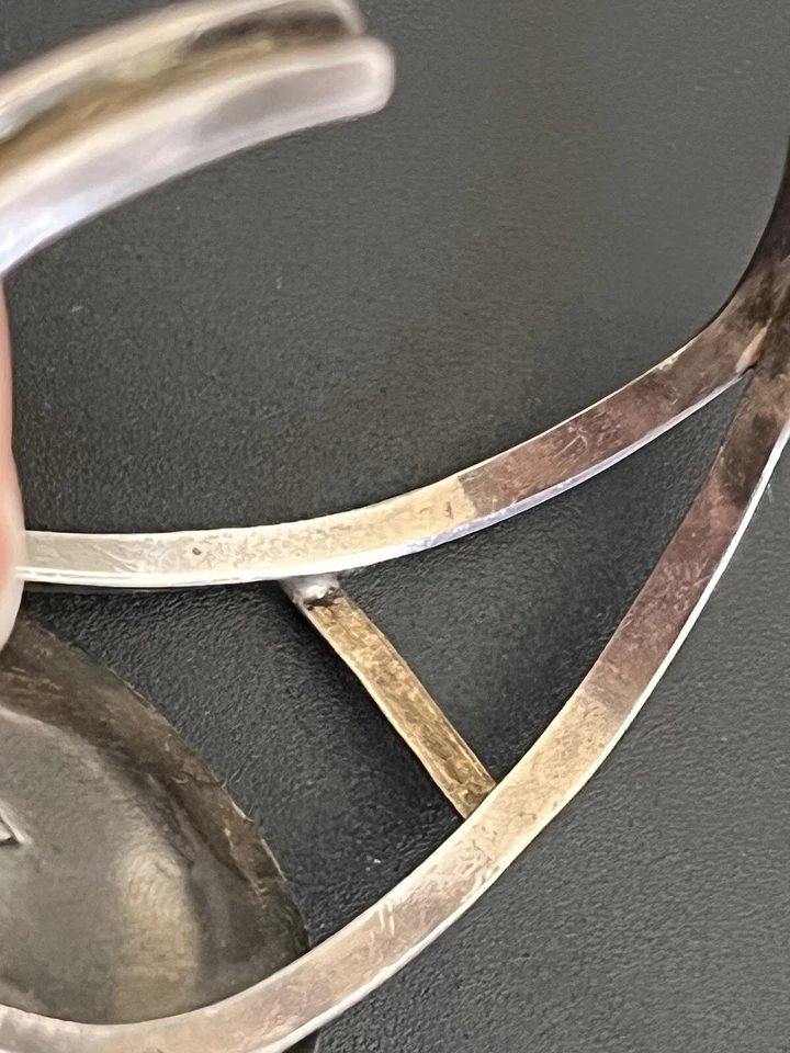 Brazalete Benjamin Becenti Zuni plata esterlina MOP Jay Blue Bird con incrustaciones Foto 4 de 4