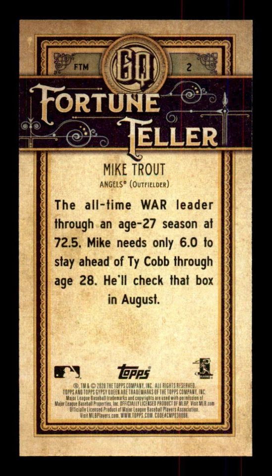 2020 Topps Gypsy Queen Fortune Teller Mini #FTM2 Mike Trout (ref 86418) - Image 2 of 2
