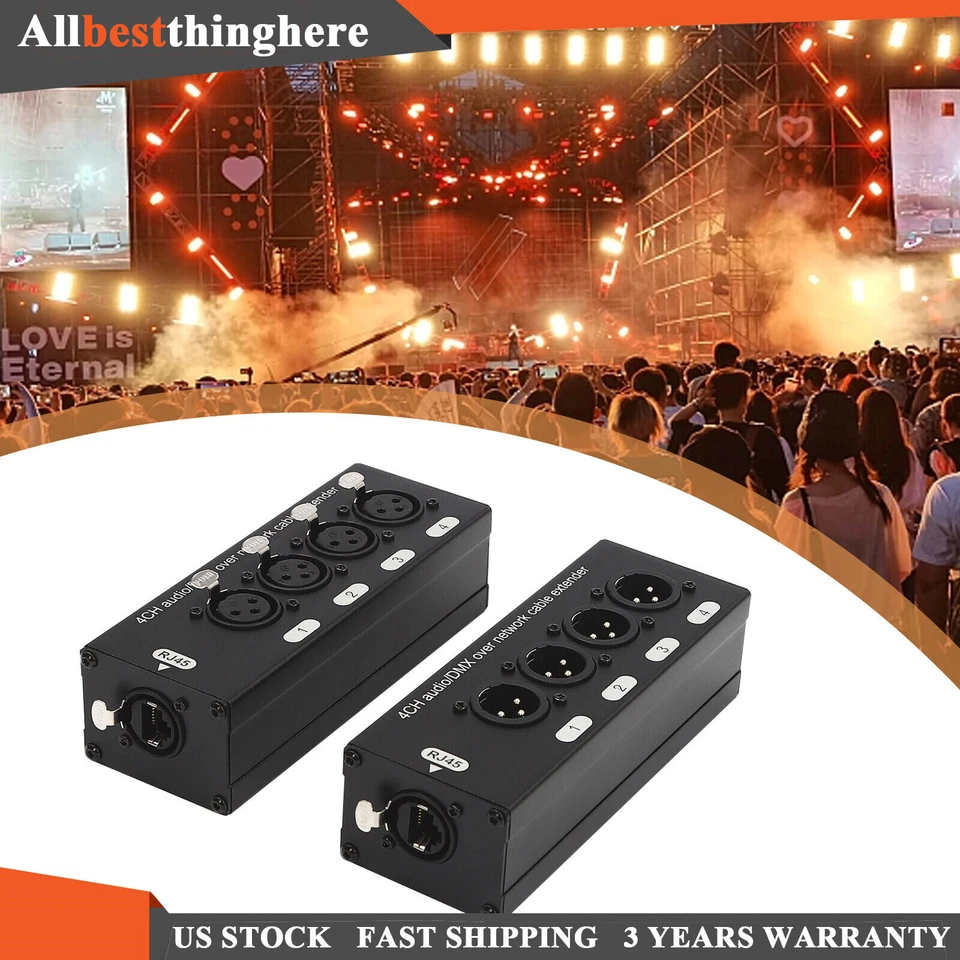 2PCS 4 Channel XLR Male Female to Single Ethercon Audio Network Cable Extender - Image 4 of 4