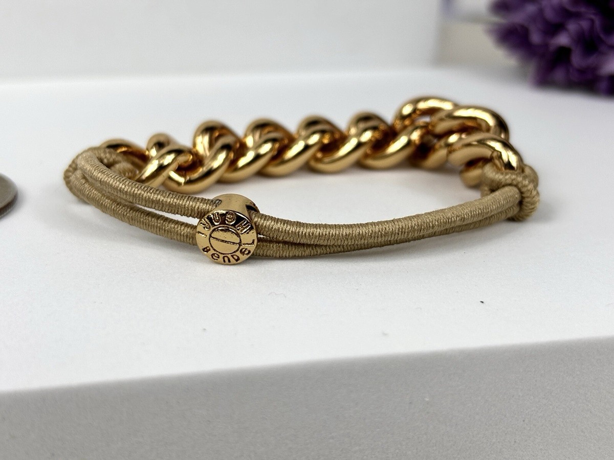 Henri Bendel Gold Tone Purple leather Hair Tie Pony-tail Holder Leather Hair Ties Wraps Ponytail Holders Gold Beads Suede  main image 2