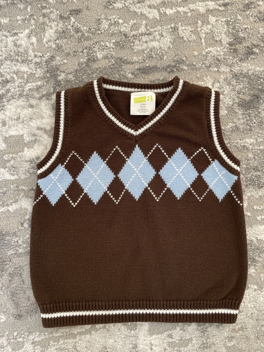 Ensemble Enfant 3T : Gilet Sweat Navy Crazy 8 + Chemise Habillée Bleue – Neuf Avec étiquettes