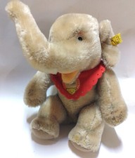 STEIFF Elefant Jumbo sitzend 22 cm 4322,00 60er + KNOPF + FAHNE + SCHILD