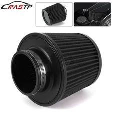 High Flow Inlet Cold Air Intake Cone Replacement Dry Air Filter Black 3" 76mm
