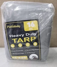 NEW Patiobay Tarp 16 x 20Ft. 16 Mil Larage Tarp Grey