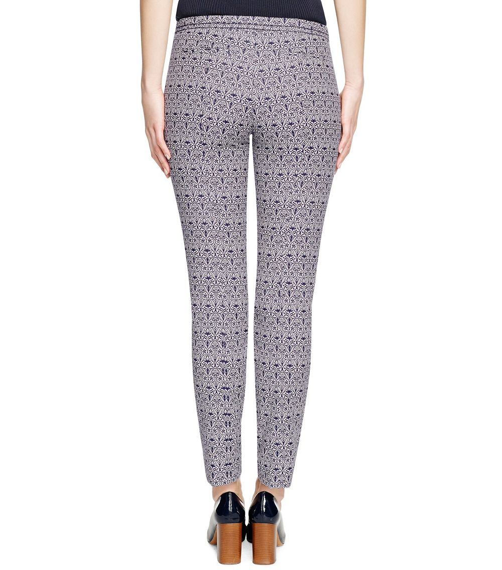 NWT Tory Burch Heidi Slim Fit Print Pants Carinthia Navy White  display picture 1