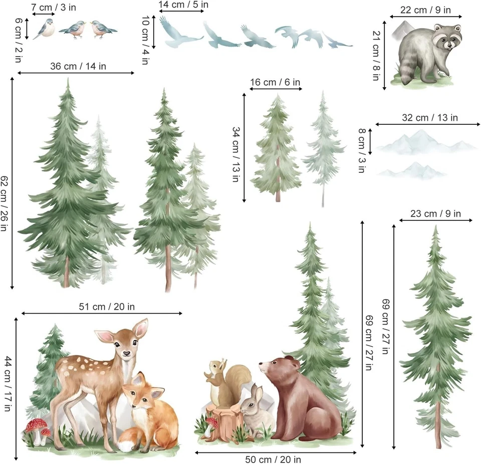 4-Piece Large Animal Wall Stickers Set - Bear & Fox for Playrooms & Nurseries - Image 4 of 4