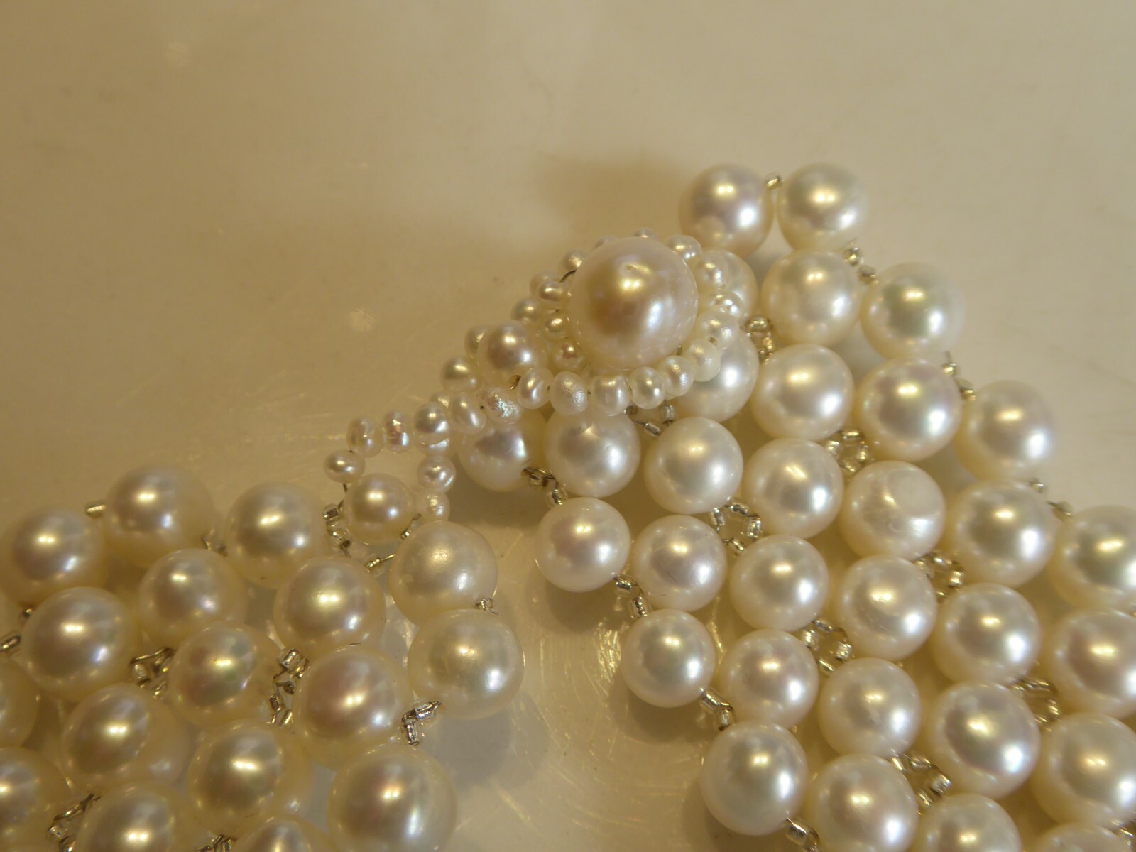 FINE SOLID SILVER REAL PEARL COLLAR NECKLACE - image 9