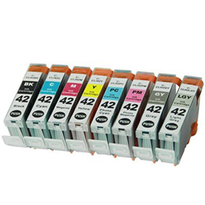 8 Pack Combo Ink Set for CLI-42 Canon Pixma Pro-100 (BK C M Y PC PM GY LGY)