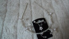 F&F GLAM SILVER AND PEARL BEADED OCCASION HEADBAND BNWTS MUST L@@K!!