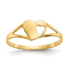 Real 14kt Yellow Gold Madi K Heart Baby Ring S:2