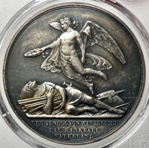 1853 Switzerland Silver 42mm Shooting Festival Medal SP PCGS Genuine AU Details - Picture 3 of 4