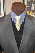 JoS A Bank Signature mens 2btn gray beaded stripe wool suit sz 43L pants 35x32