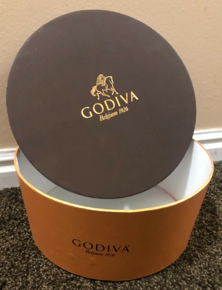 GODIVA Dark Brown & Gold Rounded Empty Decorative Box Great Condition C1 - Image 3 of 4
