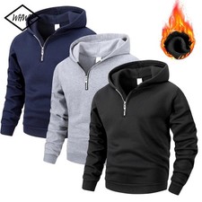 Men Half Zip Fleece Hoodie Casual Sports Hooded Sweatshirt Spring Fall Outdoor