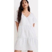 Madewell Linen Blend Lorelei Mini Dress Tiered Size 1X Lagenlook Beachy Summer