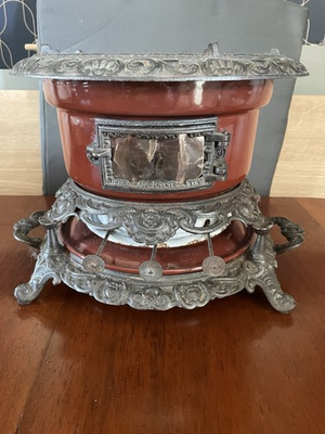 #ad Antique Georg Haller 3 Wick Kerosene Stove – Cast Iron amp; Enamel – c.1910 GBP 165.00