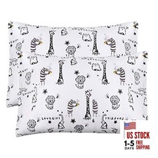 Kid Pillowcase 2 Pack - Organic Cotton Travel Pillow Case Toddler White-animal