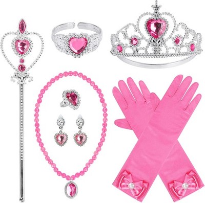 Cocojeci Princess Dress Up Party Accessories for Princess Costume Gloves Tiara