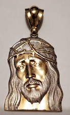 10k yellow gold Jesus face head pendant,  13.10 Grams. 