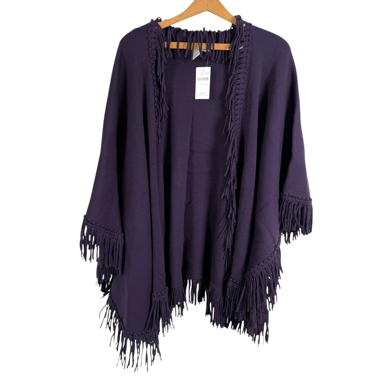 Coldwater Creek Women Annabel Fringe Shawl One Size Purple Wrap Poncho Boho