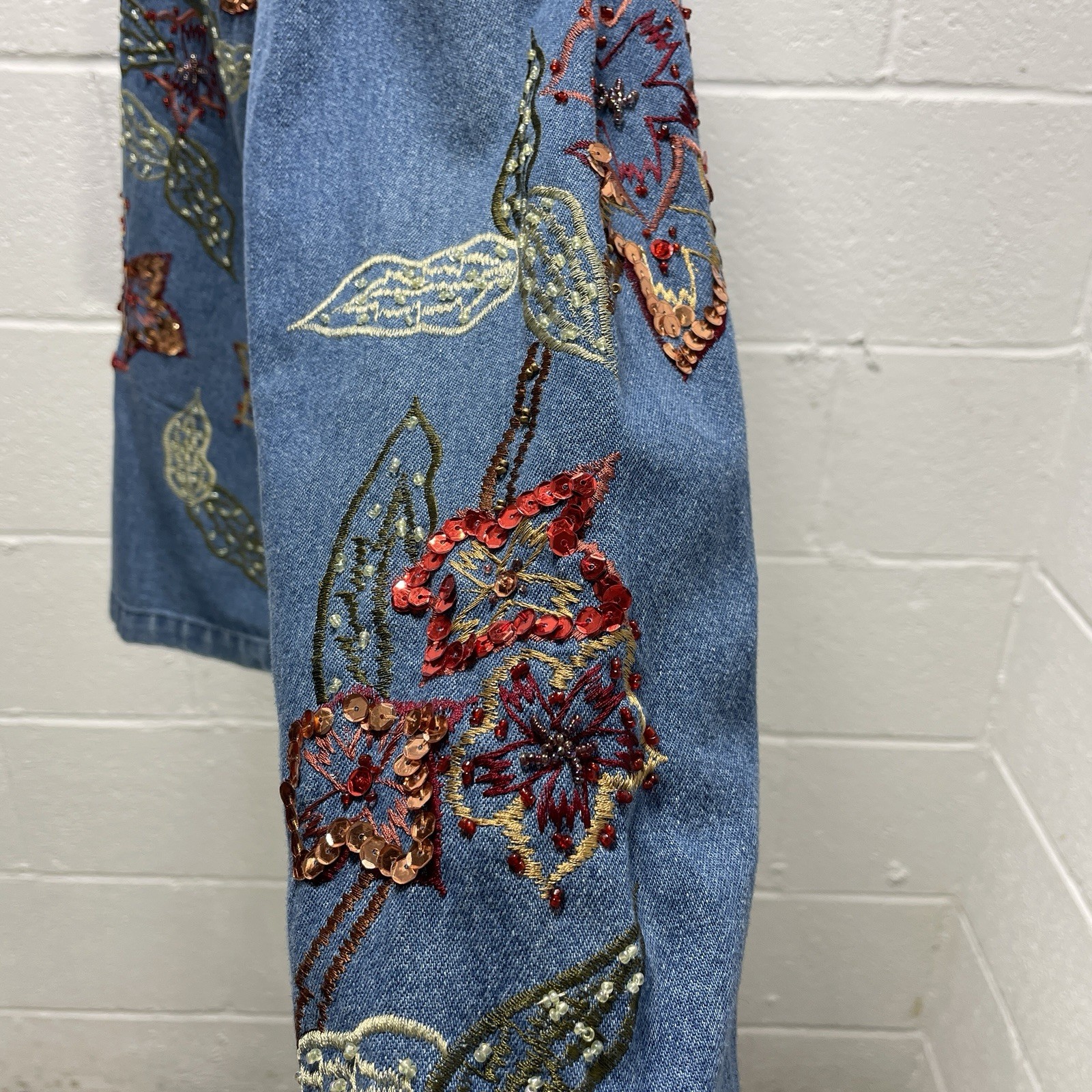 Vtg Tantrums Denim Jacket Sequin Embellished Boho… - image 11